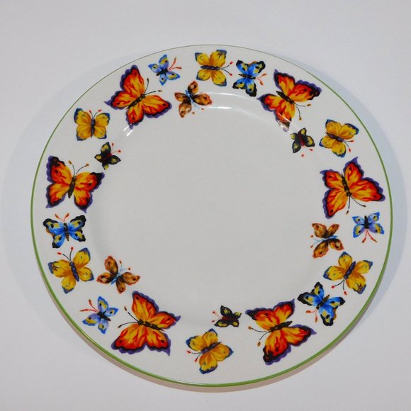 Discontinued Tabletops Unlimited Butterfly Garden Dinner Plate multicolour - Picture 1 of 6